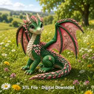 Blossom Meadow Dragon STL File for 3D Print - Model thumbnail 2