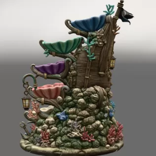 Enchanted Shipwreck Shell Bowl Organizer STL File for 3D Print - Model thumbnail 9
