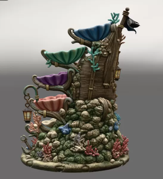 Enchanted Shipwreck Shell Bowl Organizer STL File for 3D Print - Model preview 9