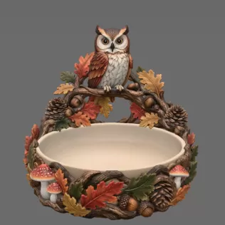 Autumn Owl Bowl Organizer STL File for 3D Print - Model thumbnail 7