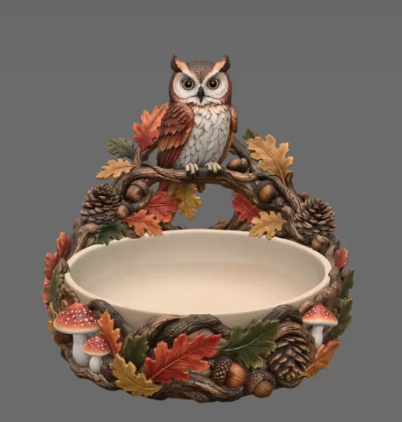 Autumn Owl Bowl Organizer STL File for 3D Print - Model preview 7