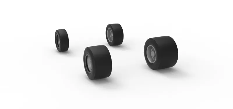 Wheel Set of Vintage Pavement Silver Crown Car Scale 1:25 - Model preview 8