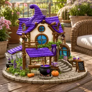 Lavender Witch Apothecary Cottage STL File for 3D Print - Model thumbnail 3