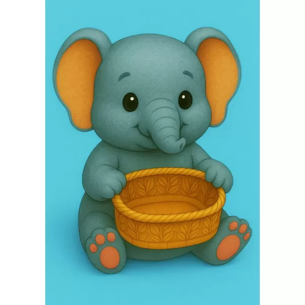 Cute Elephant with Gift Basket - Model preview 1