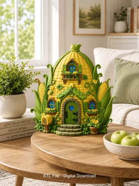 Corn Cottage STL File for 3D Print - Model preview 2
