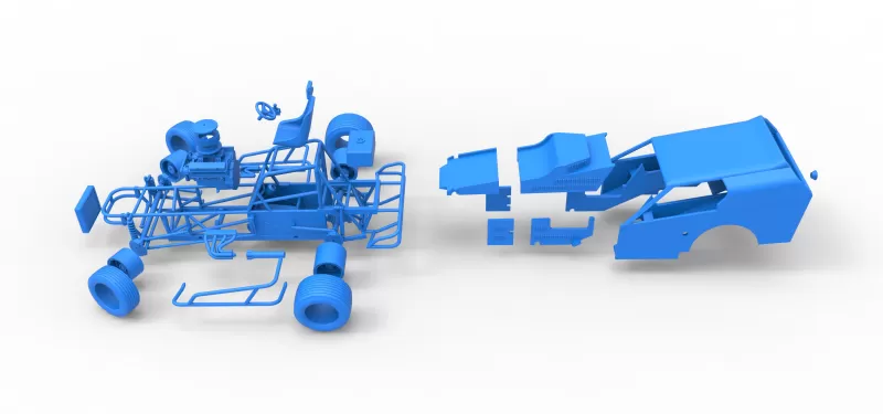 Vintage Dirt Modified stock car Version 3 while turning 1:25 - Model preview 29