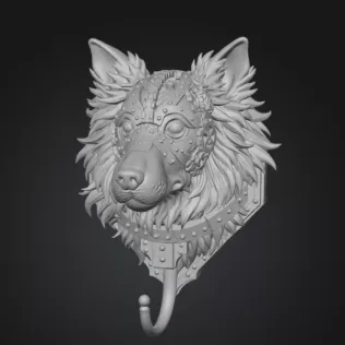 🐾 Steampunk Collie Dog Wall Hook – STL File Description - Model thumbnail 2