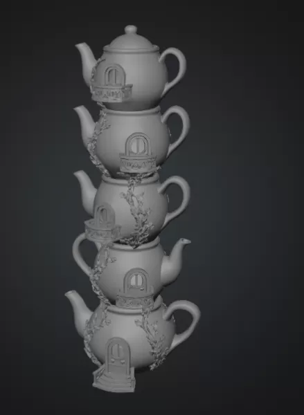 Enchanted Teapot Tower STL File for 3D Printing - Model preview 7
