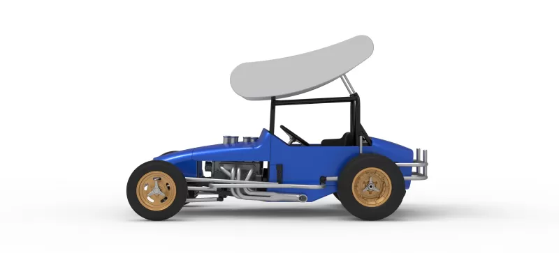 Vintage Winged Supermodified stock car for Dirt V2 Scale 1:25 - Model preview 9