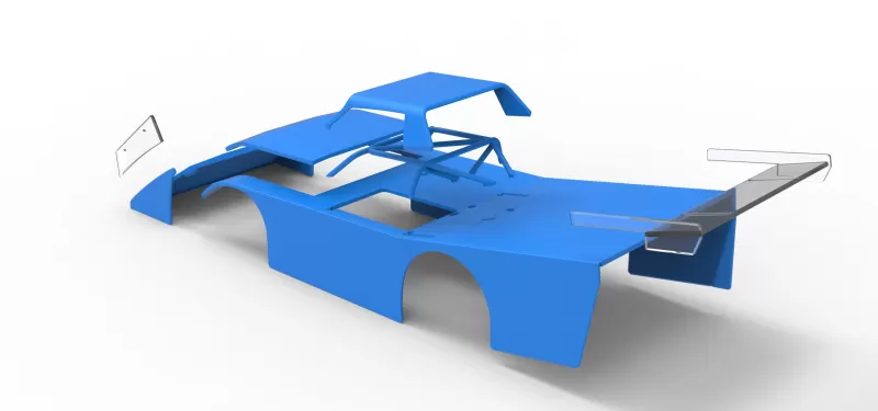Shell of Vintage Dirt late model Race car Version 4 Scale 1:25 - Model preview 25