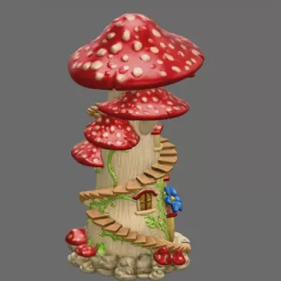 Enchanted Mushroom Tower STL File 3D Printable Fantasy Fairy Hou - Model thumbnail 6
