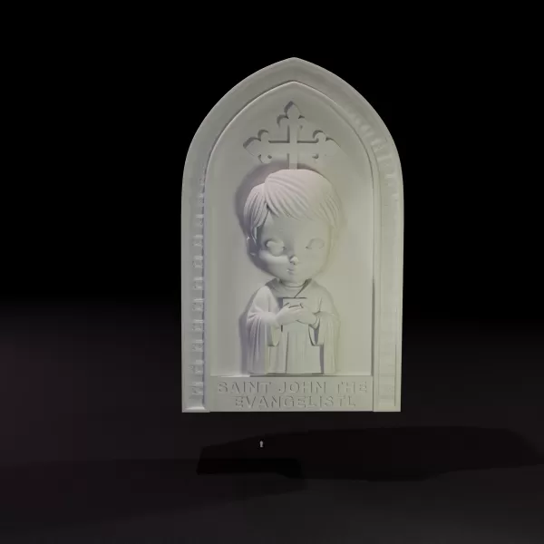 Chibi Saint John the Evangelist Gothic Arch Relief - Model preview 2