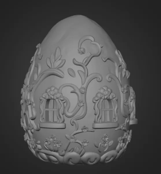 Fantasy Egg Cottage House – STL File 3D Printable - Model preview 10
