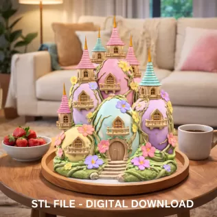 Fantasy Egg Castle STL File– 3D Printable Easter Decoration - Model thumbnail 2