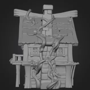 Enchanted Forest Cottage STL File 3D Printable Fantasy House - Model thumbnail 9