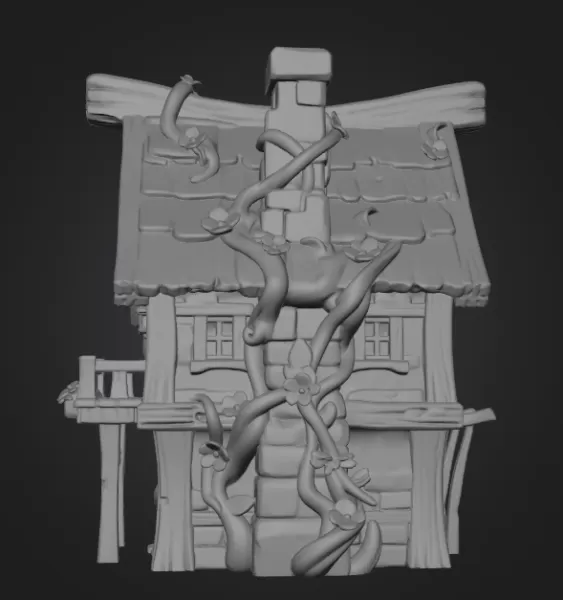 Enchanted Forest Cottage STL File 3D Printable Fantasy House - Model preview 9