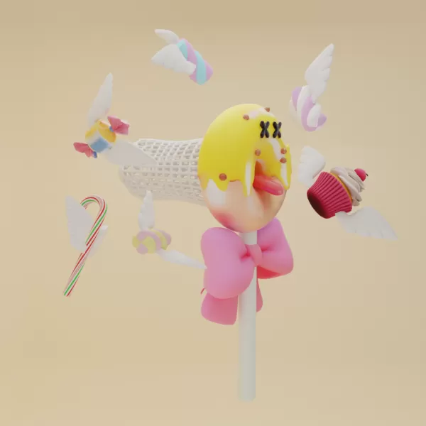 butterfly net with Donut design Candy Catcher with Wings - Model preview 7