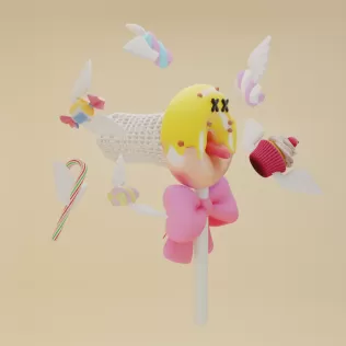 butterfly net with Donut design Candy Catcher with Wings - Model thumbnail 7