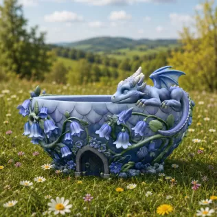 Baby Dragon Flower Bowl STL File for 3D Print - Model thumbnail 2