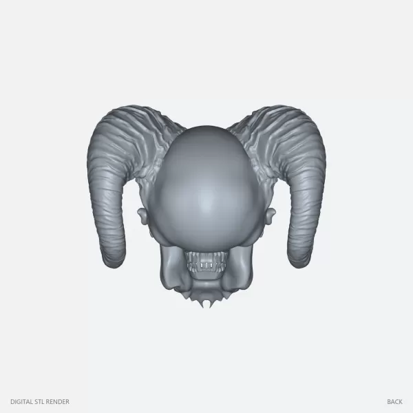 Horned Demon Skull Display - STL - Model preview 4