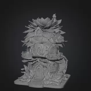 Whimsical Blossom Cottage STL File for 3D Printing - Model thumbnail 8