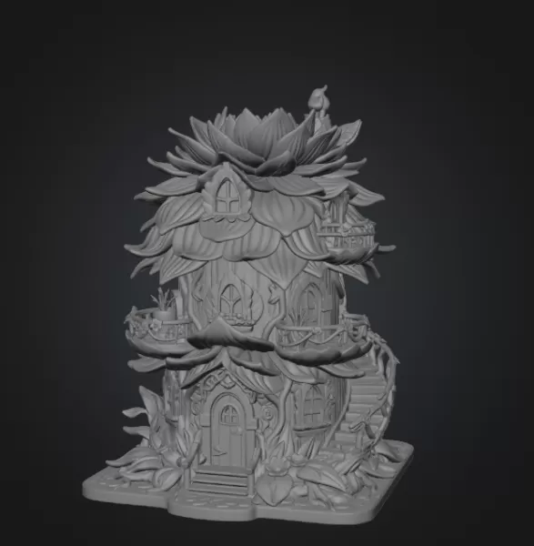 Whimsical Blossom Cottage STL File for 3D Printing - Model preview 8