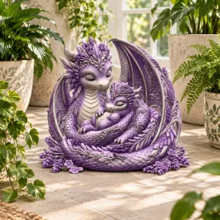 Lavender Dragon Mother and Baby STL File for 3D Print - Model thumbnail 2