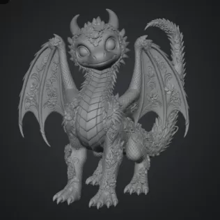 Azure Blossom Dragon STL File for 3D Print - Model thumbnail 11