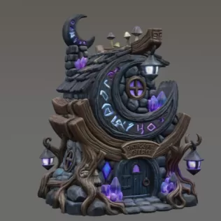 Moonlit Mystic Cottage STL File for 3D Print - Model thumbnail 7