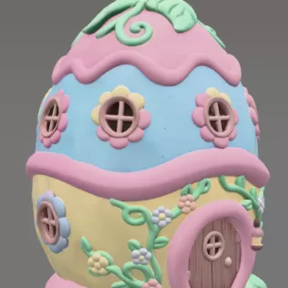 Cute Fantasy Egg House - STL File - Model thumbnail 6