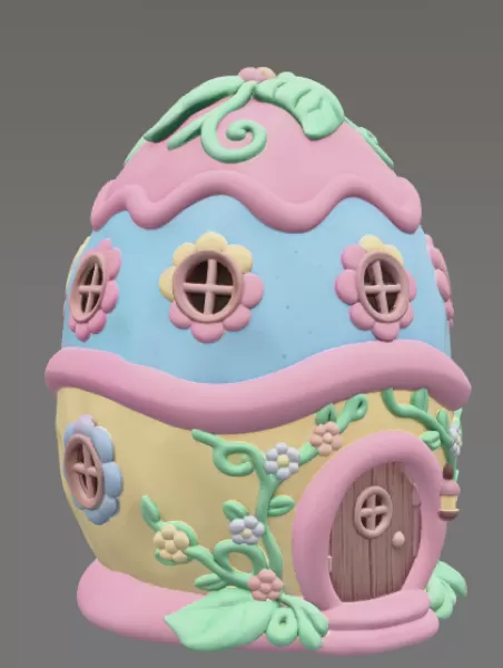 Cute Fantasy Egg House - STL File - Model preview 6