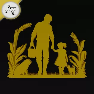 Dad and daughter - Silhouette - 2D Wall Art Decor