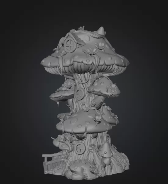 Enchanted Mushroom Village Tower STL File 3D Printable - Model preview 12