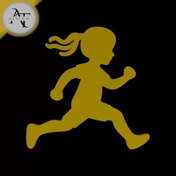 Child Run - Silhouette - 2D Wall Art Decor - Model preview 1