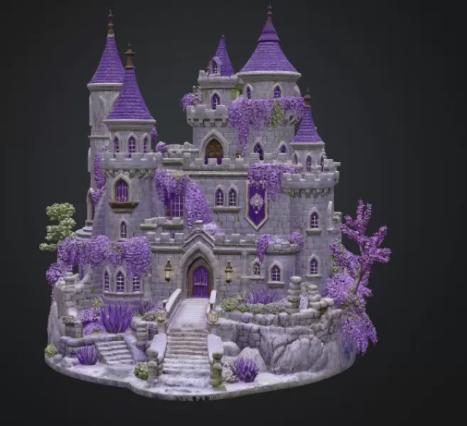 Lavender Bloom Castle STL File for 3D Print - Model preview 5