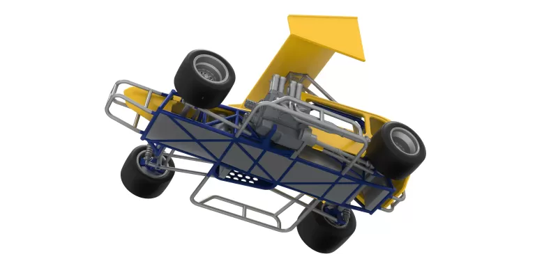 Vintage Winged Supermodified stock car Version 3 Scale 1:25 - Model preview 3