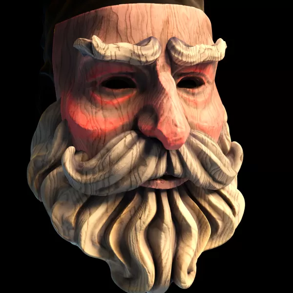 Santa Claus mask, wooden style - Model preview 1