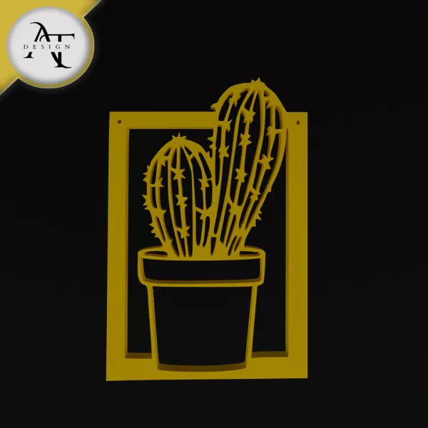 Cactus in pot - 2D Wall Art Decor - Model preview 1