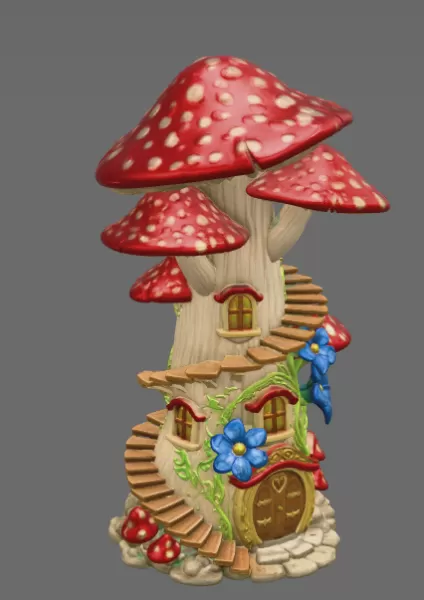 Enchanted Mushroom Tower STL File 3D Printable Fantasy Fairy Hou - Model preview 7