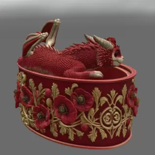 Crimson Poppy Dragon Planter STL File for 3D Print - Model thumbnail 11