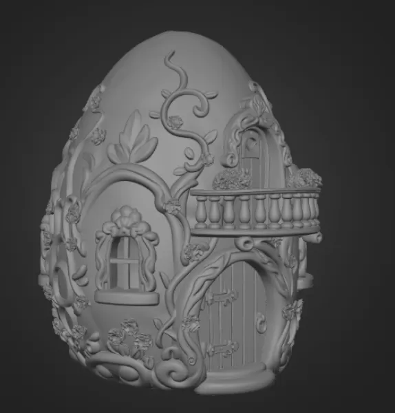 Fantasy Egg Cottage House – STL File 3D Printable - Model preview 12