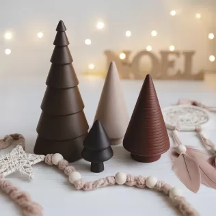 Minimal Christmas Tree Decor Set | 4 pcs Modern Holiday Trees - Model thumbnail 3