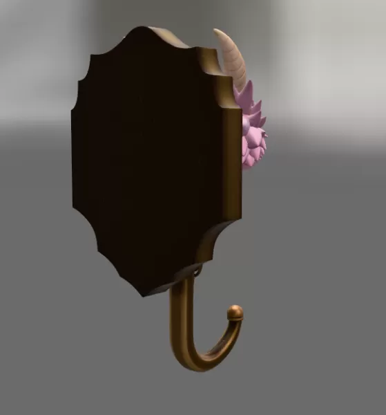 Grumpy Dragon Wall Hook STL File for 3D Print - Model preview 6