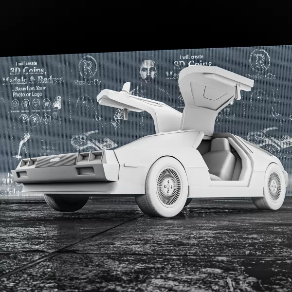 DMC DeLorean with Open Doors – 3D Printable Car Model - Model preview 8