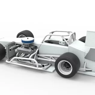 Supermodified front engine Winged race car V4 Scale 1:25 - Model thumbnail 25