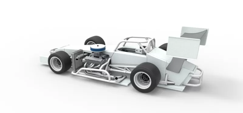 Supermodified front engine Winged race car V4 Scale 1:25 - Model preview 25