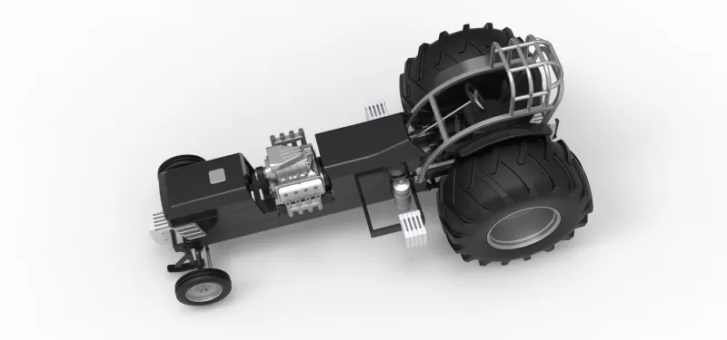 Vintage Pulling tractor Version 3 Scale 1:25 - Model preview 4
