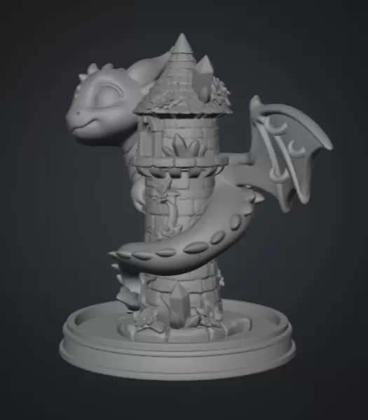 Tower Dragon Key or Jewelry Holder STL File for 3D Print - Model preview 12