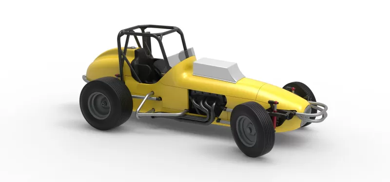 Dirt Silver Crown Champ car while turning Version 2 Scale 1:25 - Model preview 24