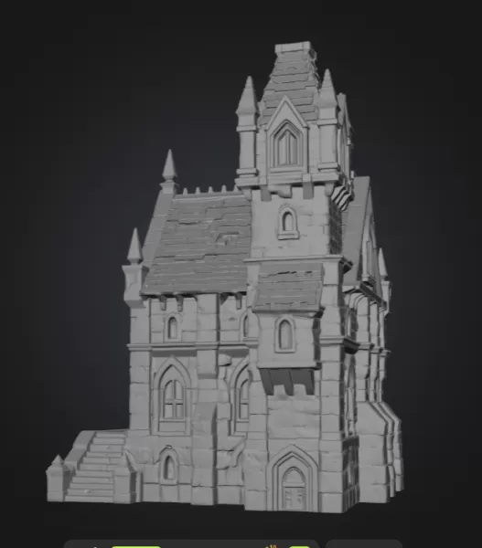 Dark Fantasy Mansion STL File for 3D Printing - Model preview 9